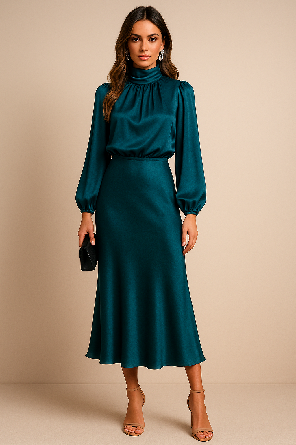 Quena | Vestido midi de cintura alta