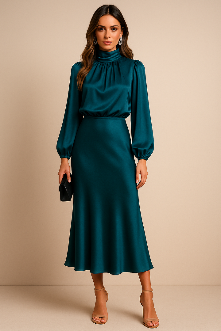 Quena | Vestido midi de cintura alta