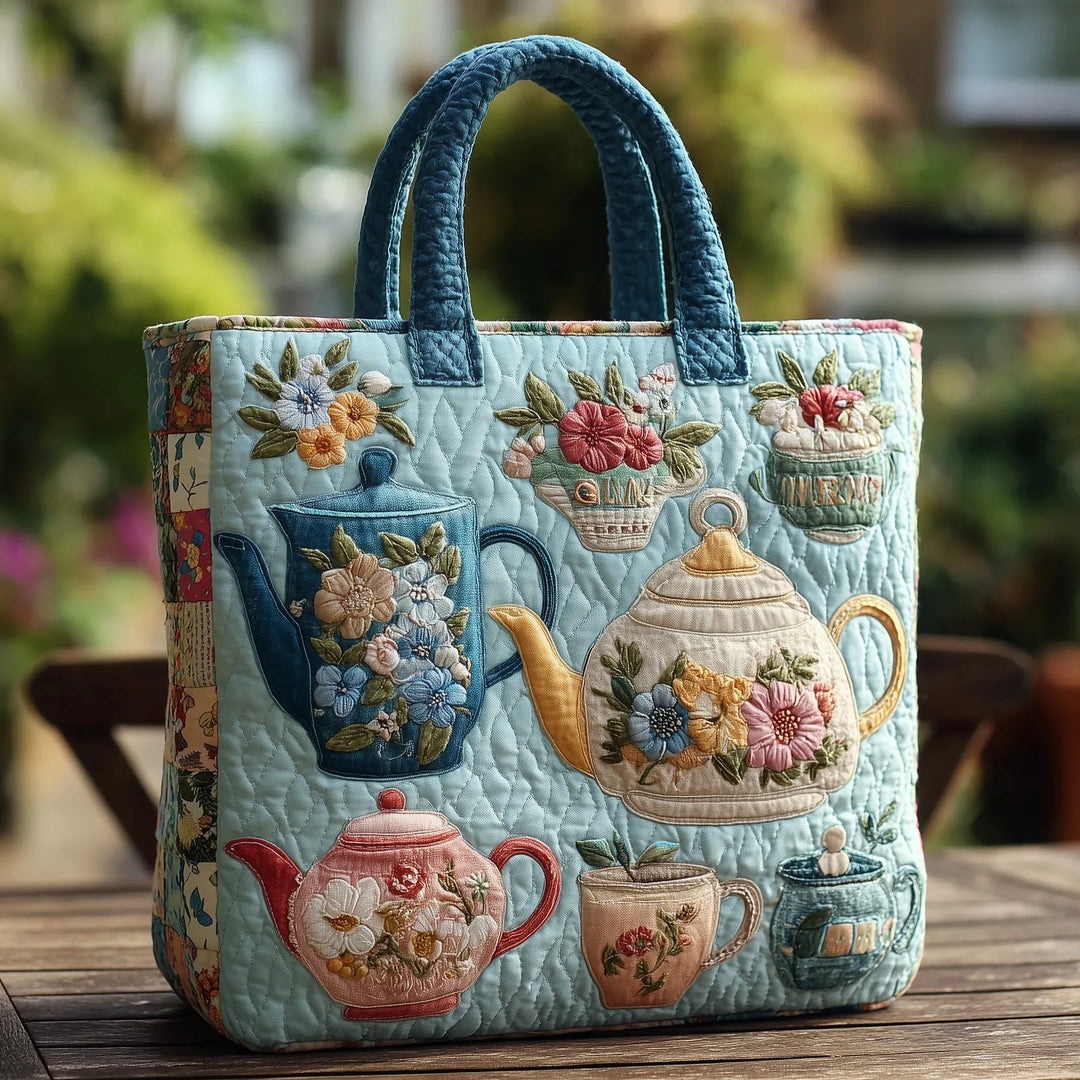Esperanza | Bolso tote acolchado con arte de teteras