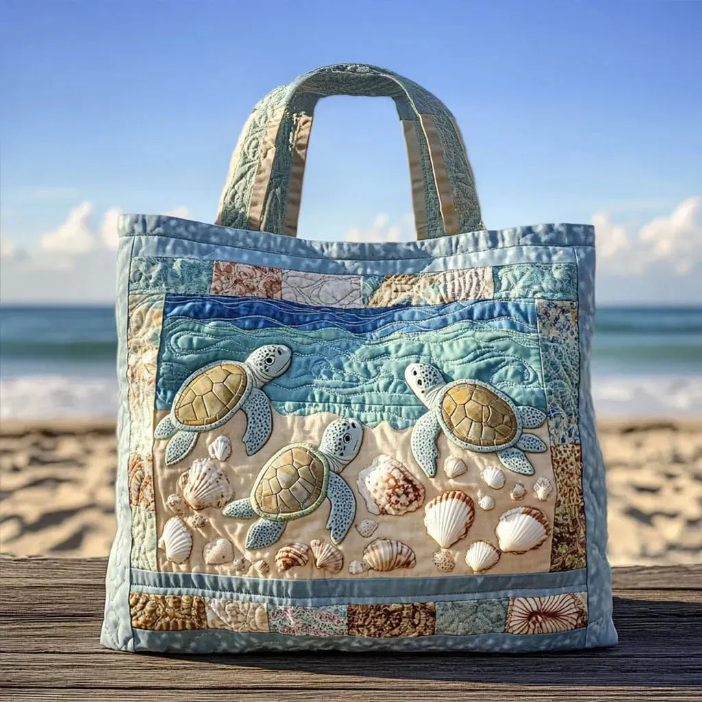 Mirella | Bolso tote acolchado tortugas marinas