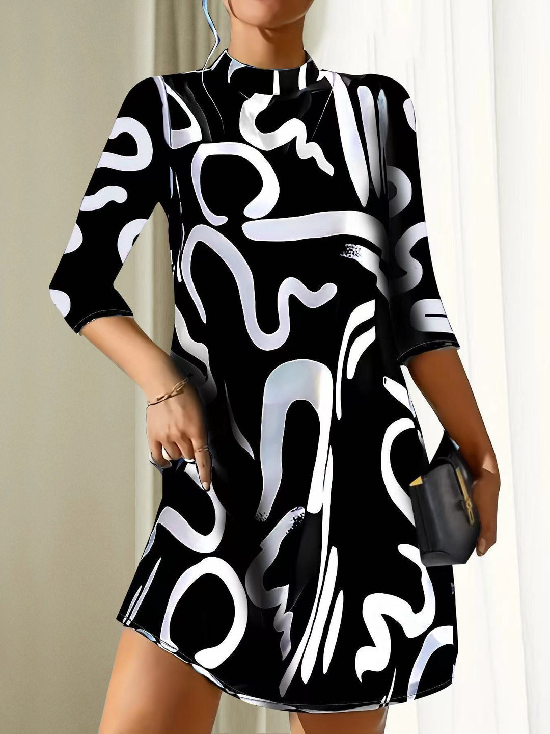 María Paz | Vestido cuello redondo estampado
