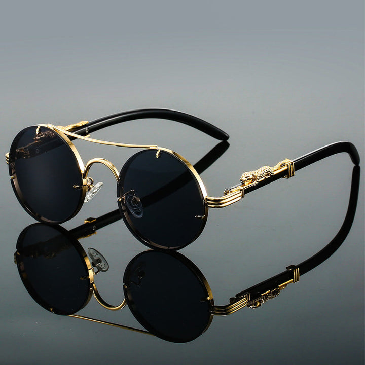Julián | Lentes de sol redondos de metal con patas de madera