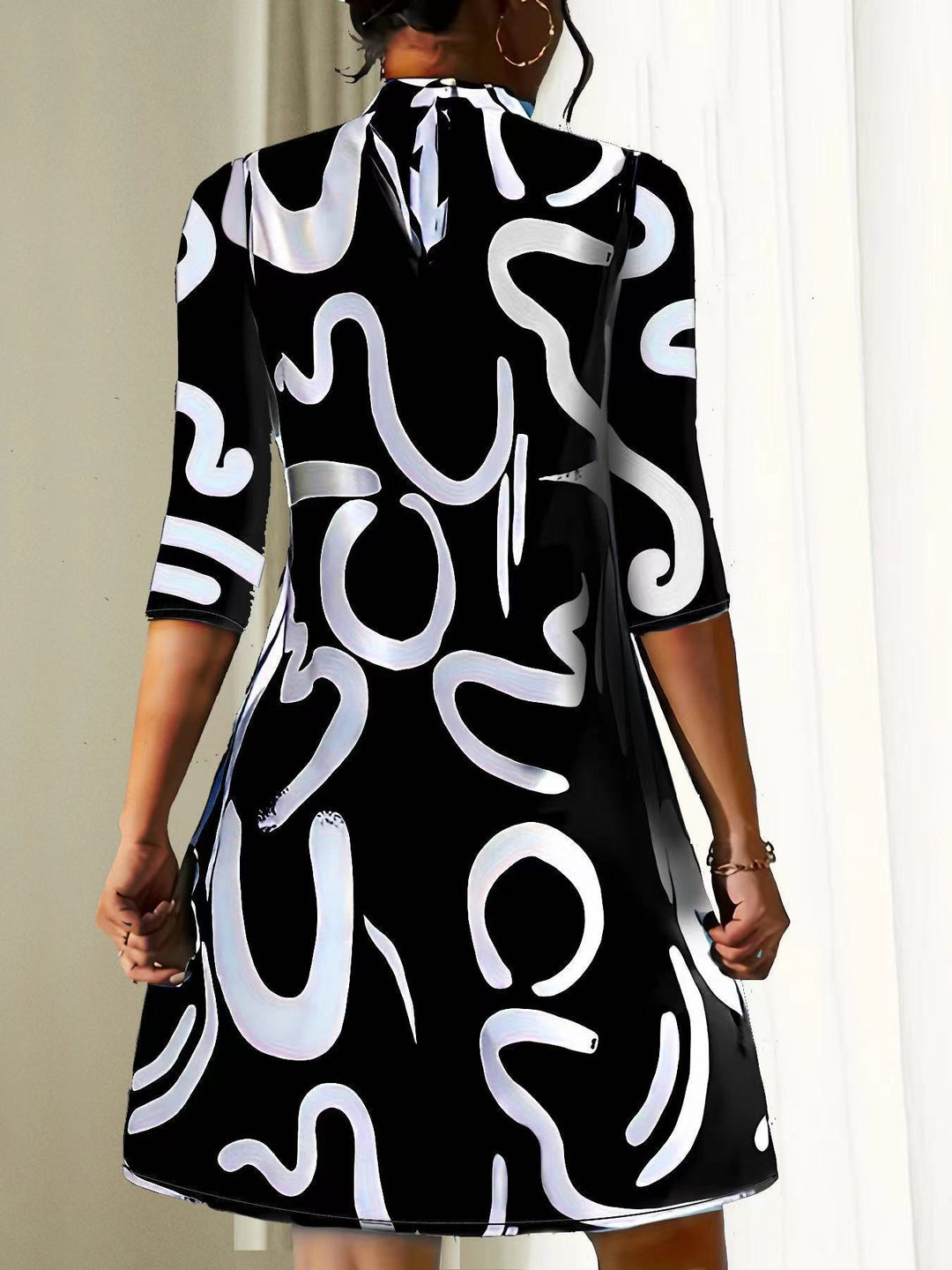 María Paz | Vestido cuello redondo estampado