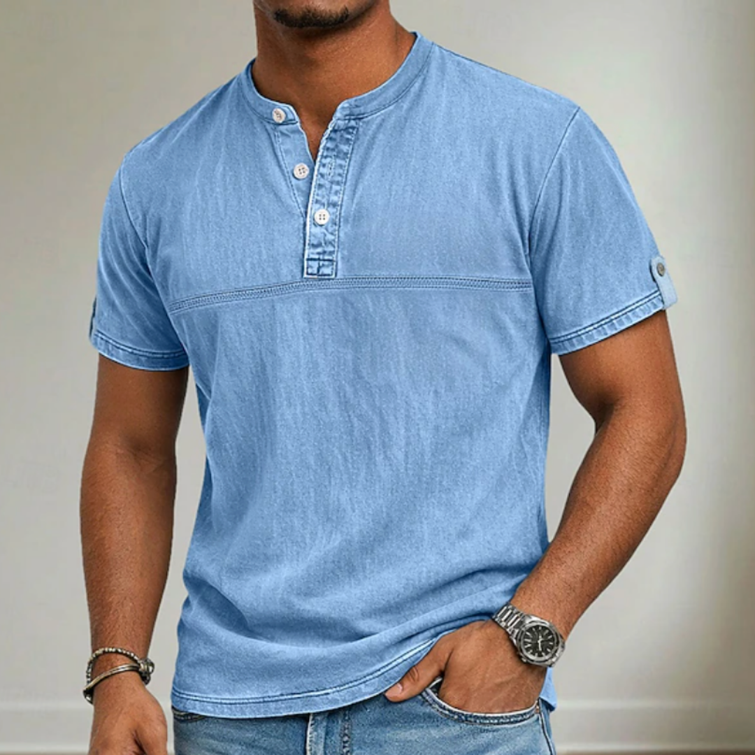 Gabriel | Camisa manga corta con cuello mao