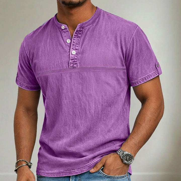 Gabriel | Camisa manga corta con cuello mao