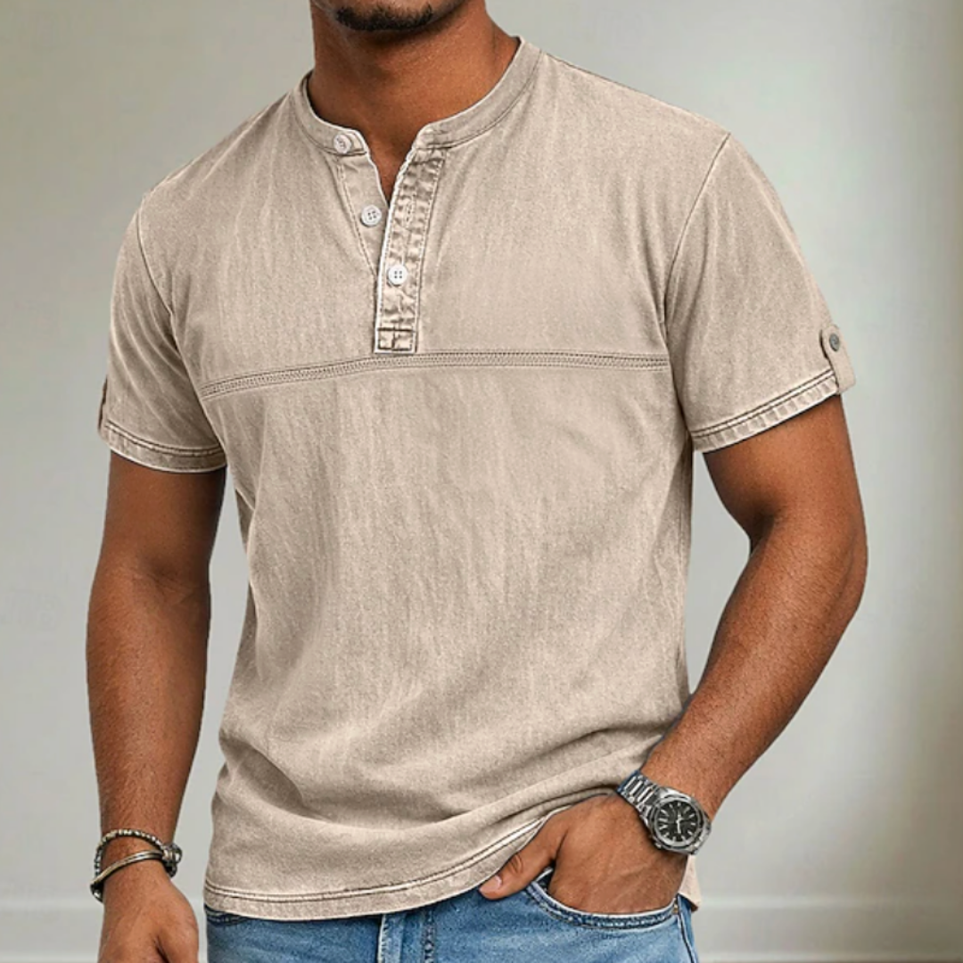 Gabriel | Camisa manga corta con cuello mao