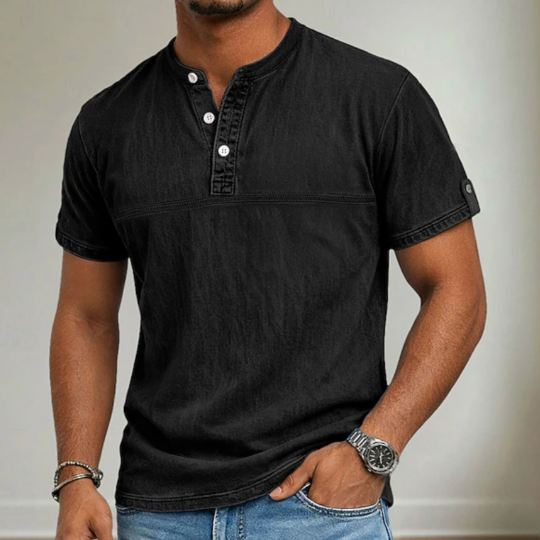 Gabriel | Camisa manga corta con cuello mao