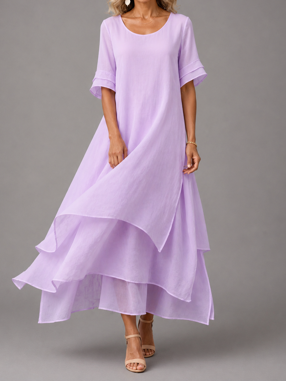 María Eugenia | Vestido largo de capas con vuelo