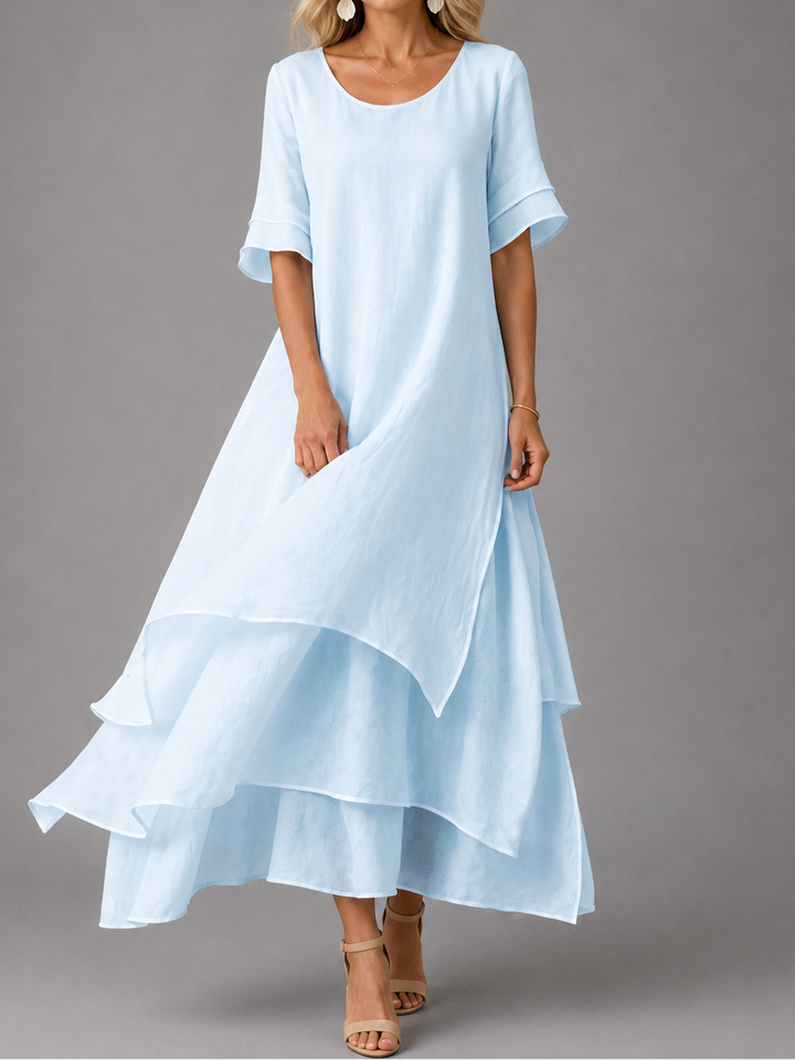 María Eugenia | Vestido largo de capas con vuelo
