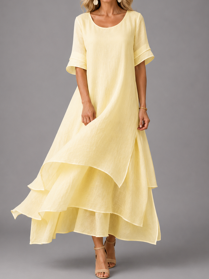 María Eugenia | Vestido largo de capas con vuelo