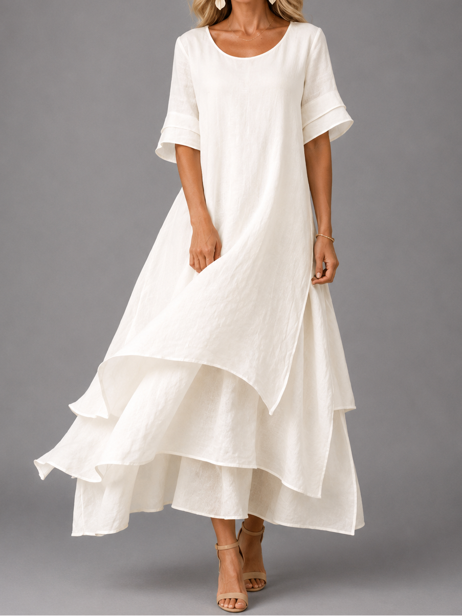 María Eugenia | Vestido largo de capas con vuelo