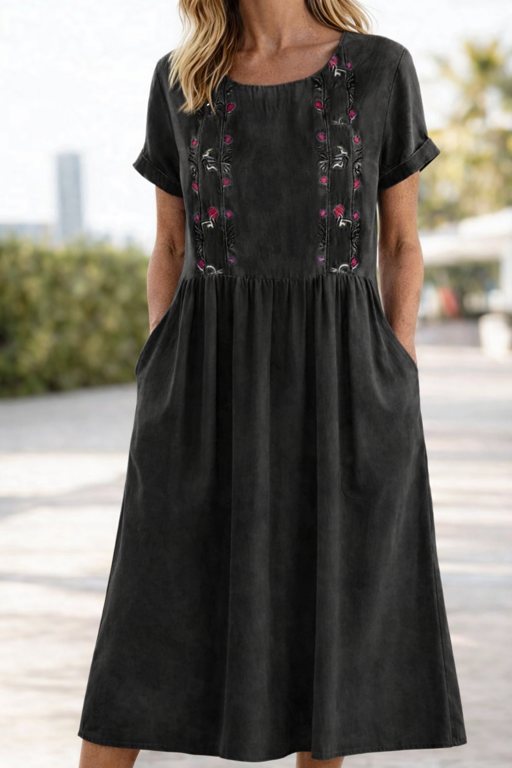 Nayadet | Vestido midi manga corta
