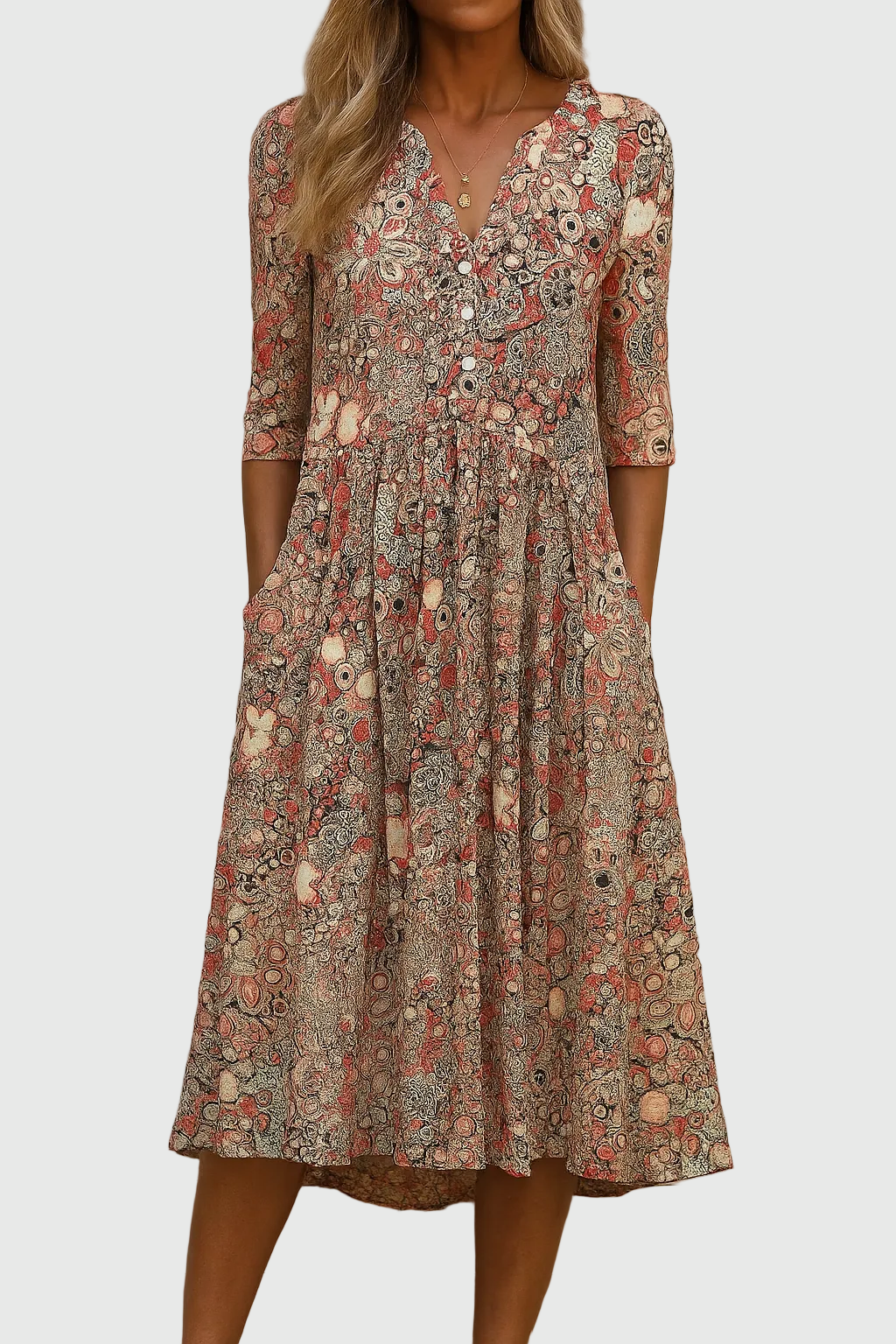Nataly Andrea | Vestido midi escote en V