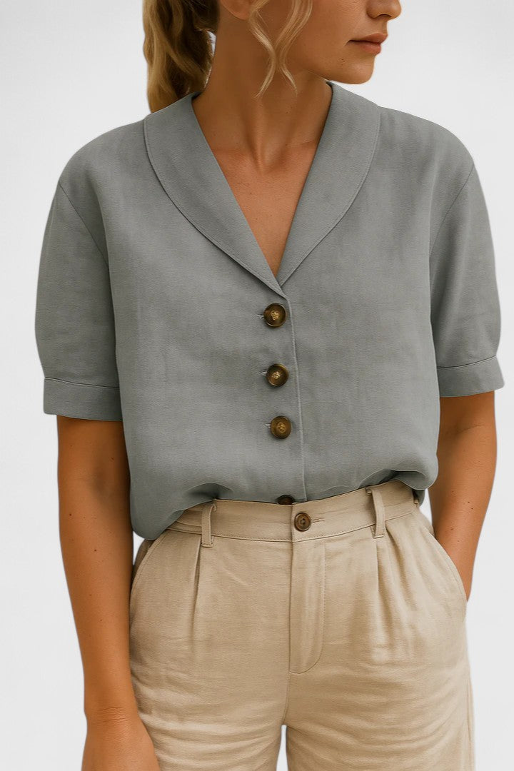 Olga | Blusa de botones con cuello esmoquin