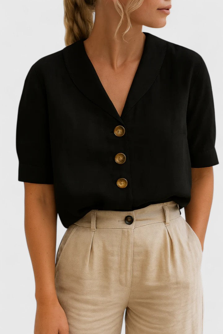 Olga | Blusa de botones con cuello esmoquin