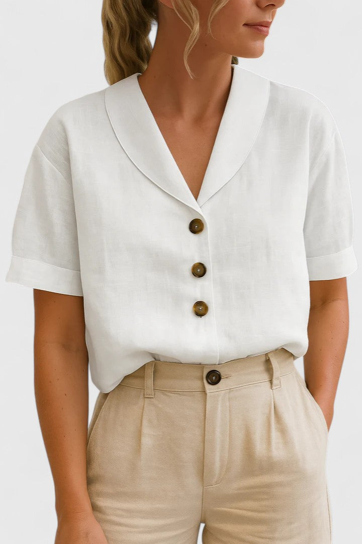 Olga | Blusa de botones con cuello esmoquin