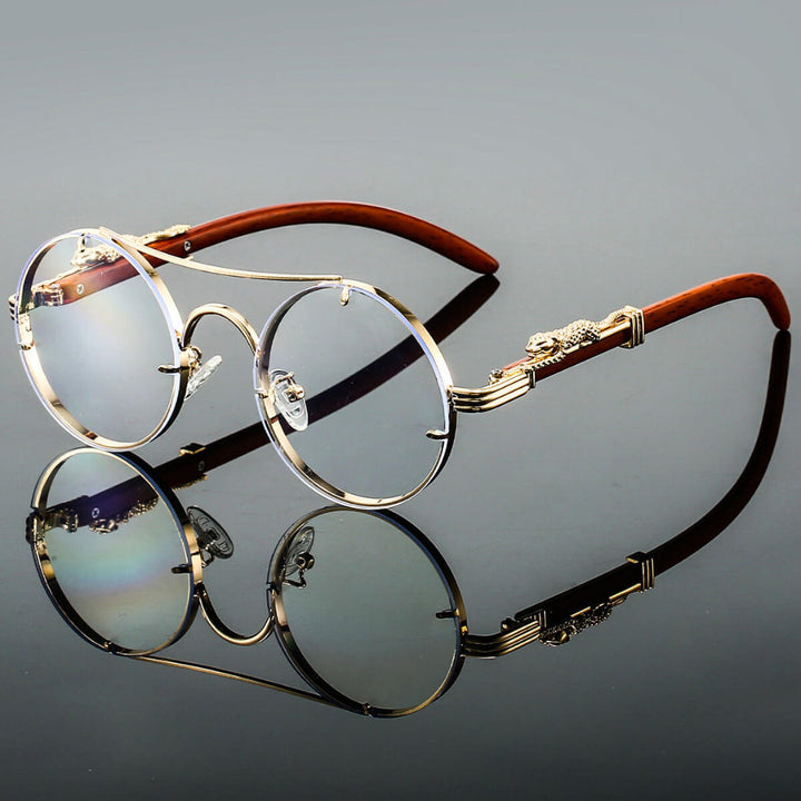 Julián | Lentes de sol redondos de metal con patas de madera