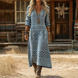 Dulce | Vestido casual de manga larga con estampado vintage