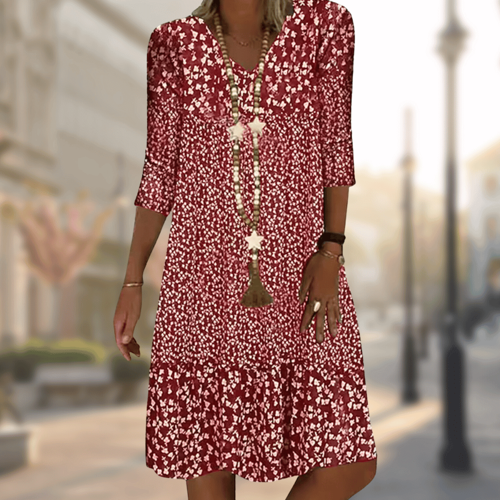 Bettina | Vestido estampado manga tres cuartos