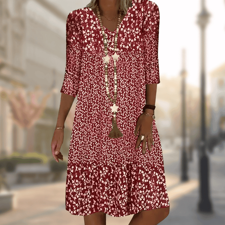 Bettina | Vestido estampado manga tres cuartos
