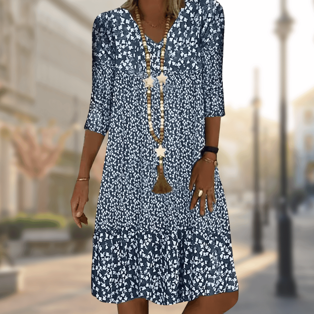 Bettina | Vestido estampado manga tres cuartos
