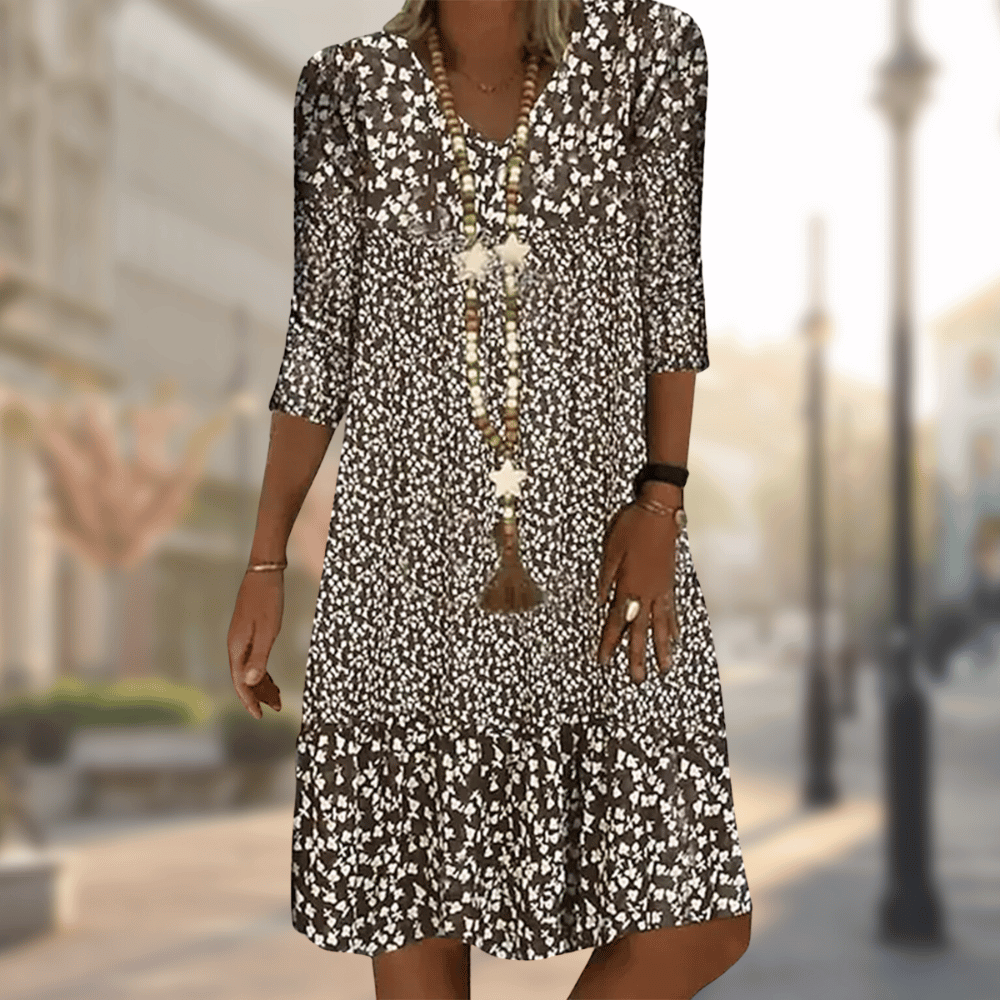 Bettina | Vestido estampado manga tres cuartos