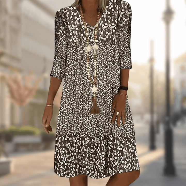 Bettina | Vestido estampado manga tres cuartos