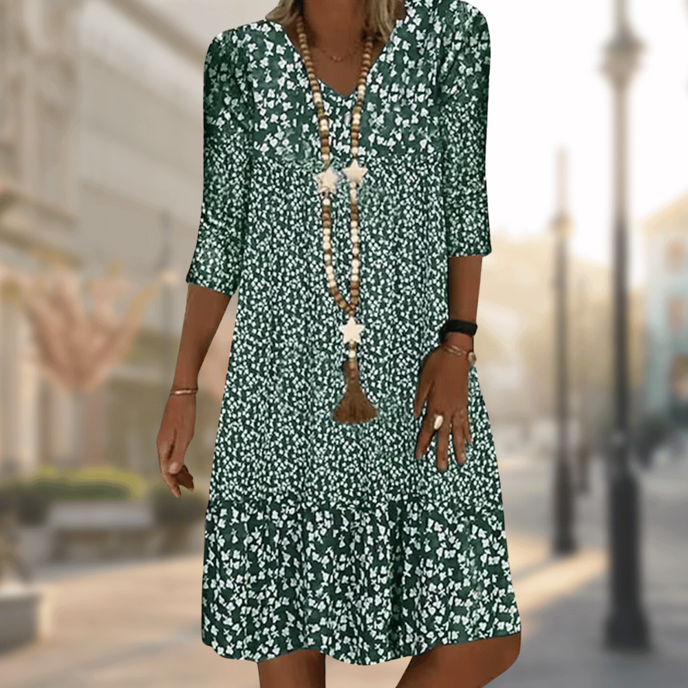 Bettina | Vestido estampado manga tres cuartos