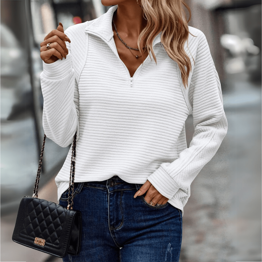 Josefa Ignacia | Sweater acanalado con medio cierre