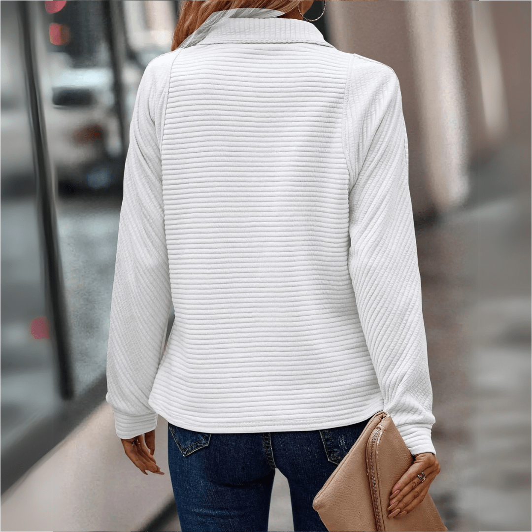 Josefa Ignacia | Sweater acanalado con medio cierre