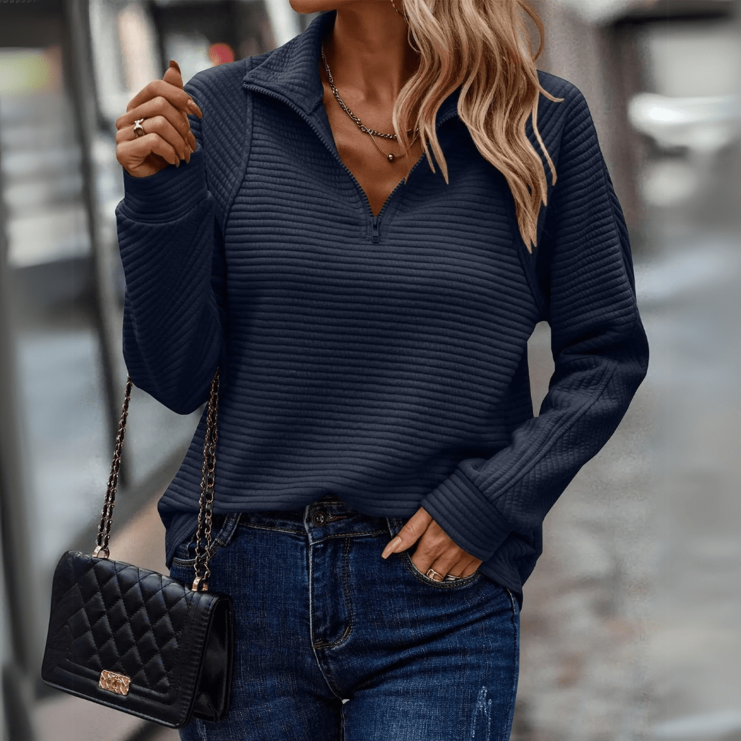 Josefa Ignacia | Sweater acanalado con medio cierre