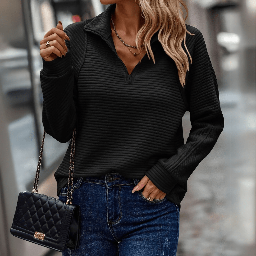 Josefa Ignacia | Sweater acanalado con medio cierre
