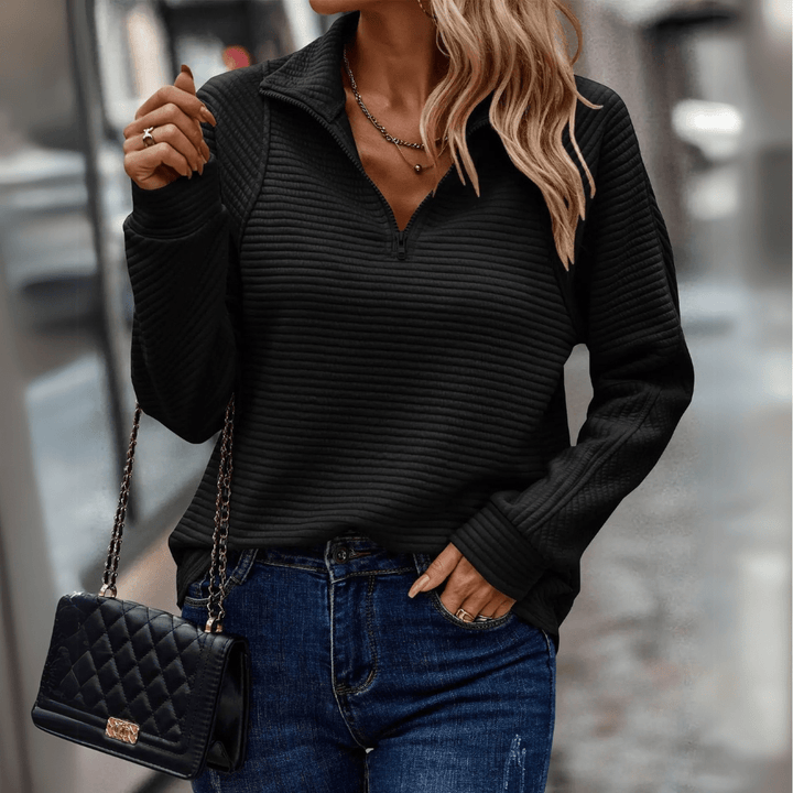 Josefa Ignacia | Sweater acanalado con medio cierre