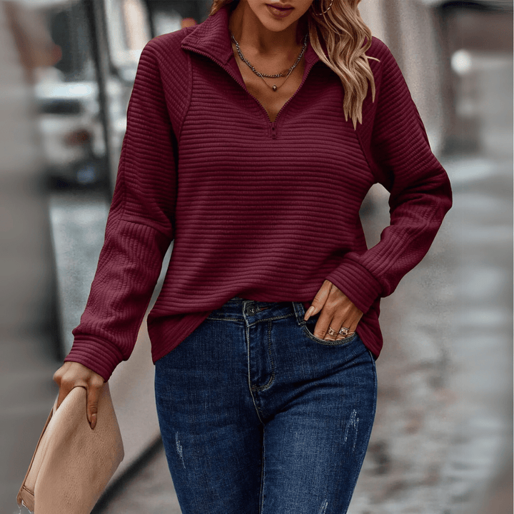 Josefa Ignacia | Sweater acanalado con medio cierre
