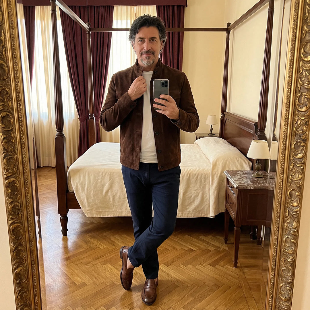 Ismael | Chaqueta de gamuza con bolsillos de parche