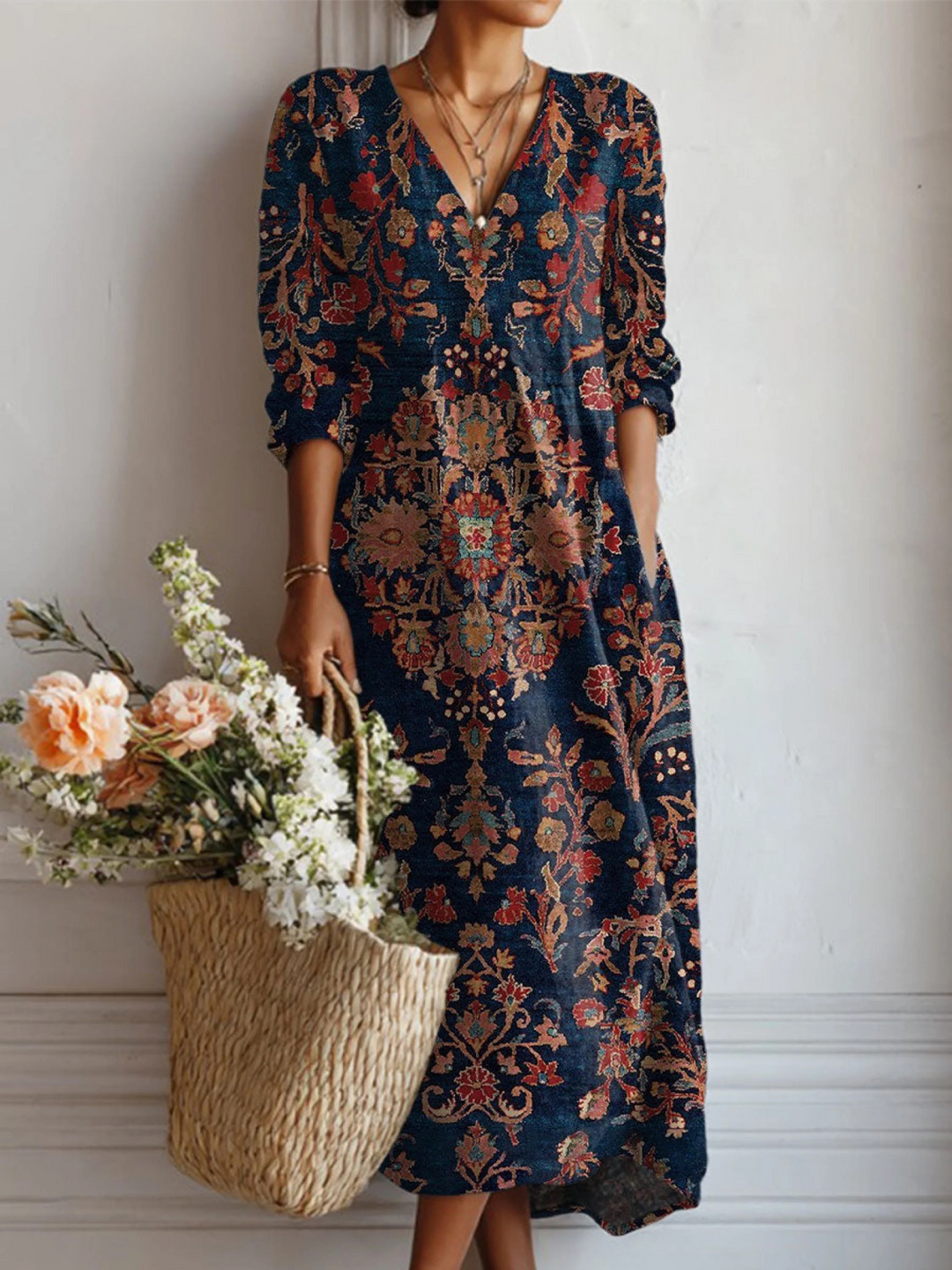 Emilia | Vestido largo floral manga larga