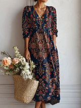 Emilia | Vestido largo floral manga larga