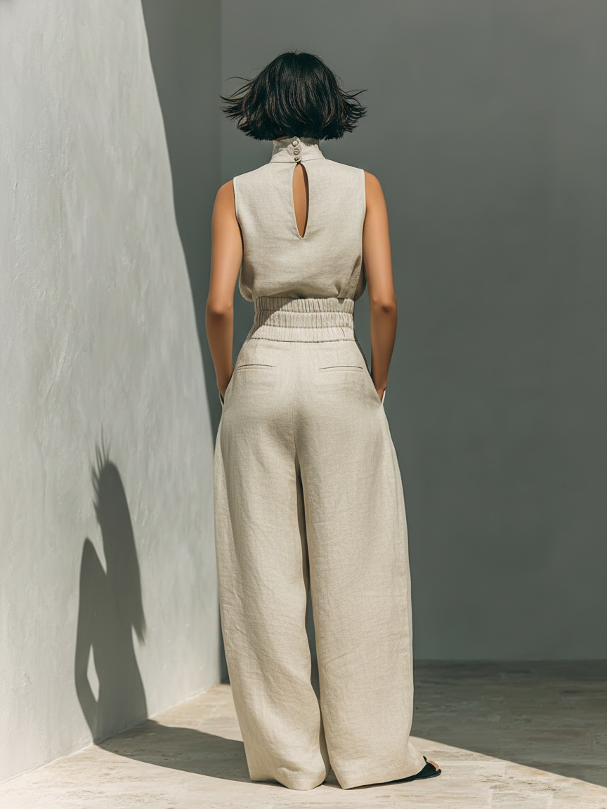 Zaira | Conjunto de blusa sin mangas y pantalón amplio