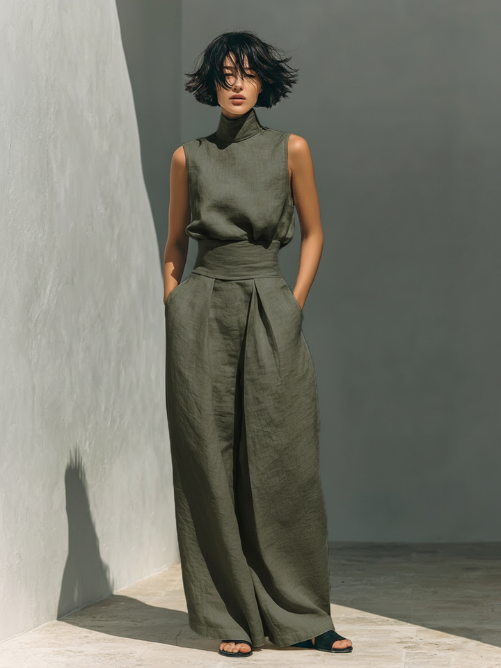 Zaira | Conjunto de blusa sin mangas y pantalón amplio