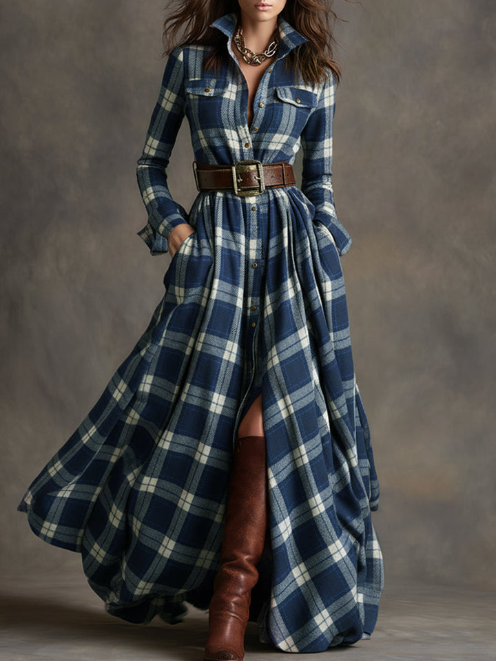 Pilmaiquén | Vestido camisero largo con cinturón