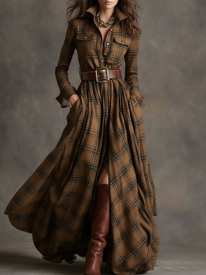 Pilmaiquén | Vestido camisero largo con cinturón