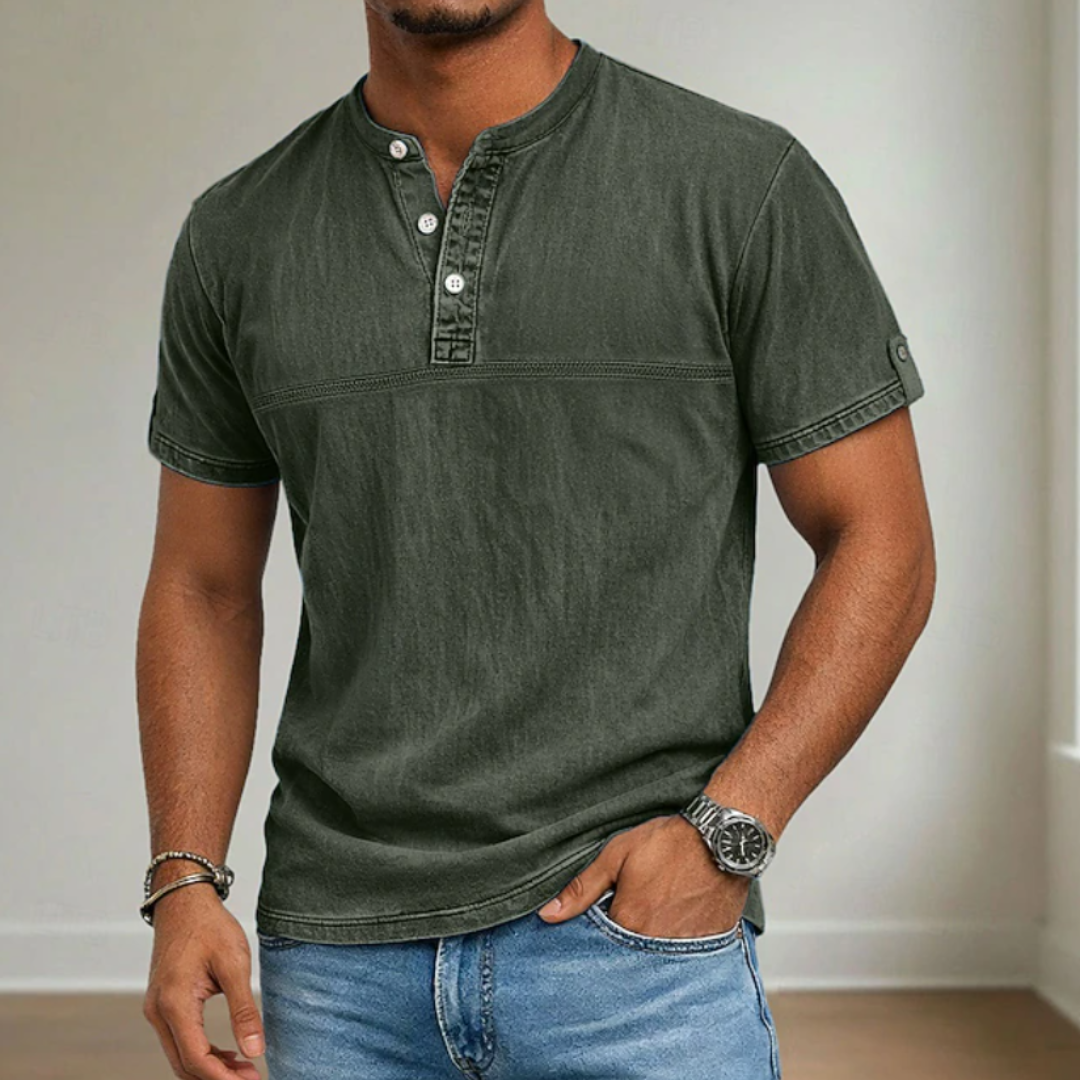 Gabriel | Camisa manga corta con cuello mao