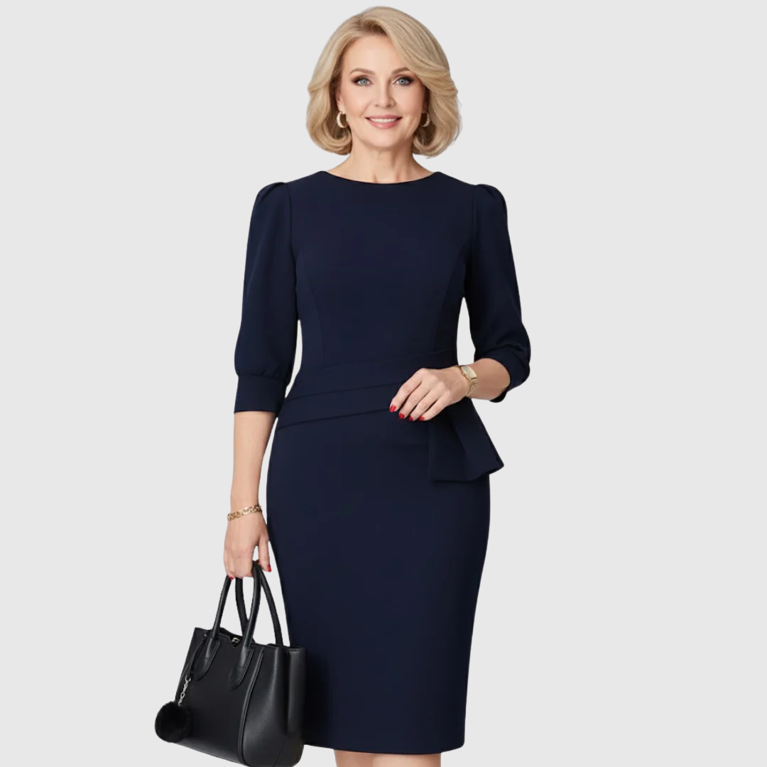 Elena | Vestido midi peplum entallado