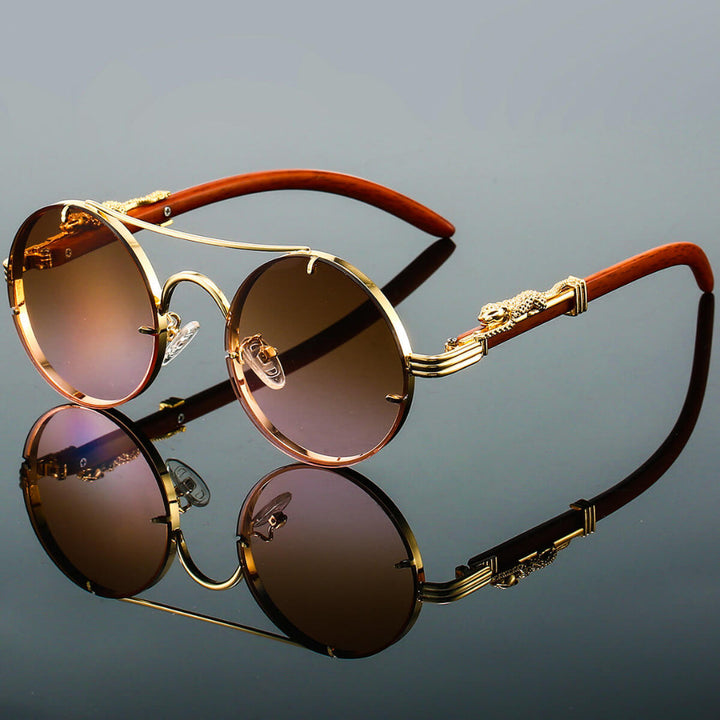 Julián | Lentes de sol redondos de metal con patas de madera