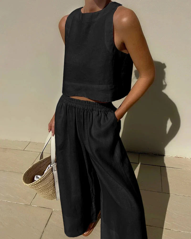 Natacha | Conjunto sin mangas de pantalón capri