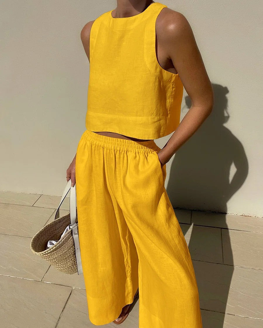 Natacha | Conjunto sin mangas de pantalón capri