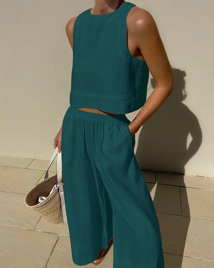 Natacha | Conjunto sin mangas de pantalón capri