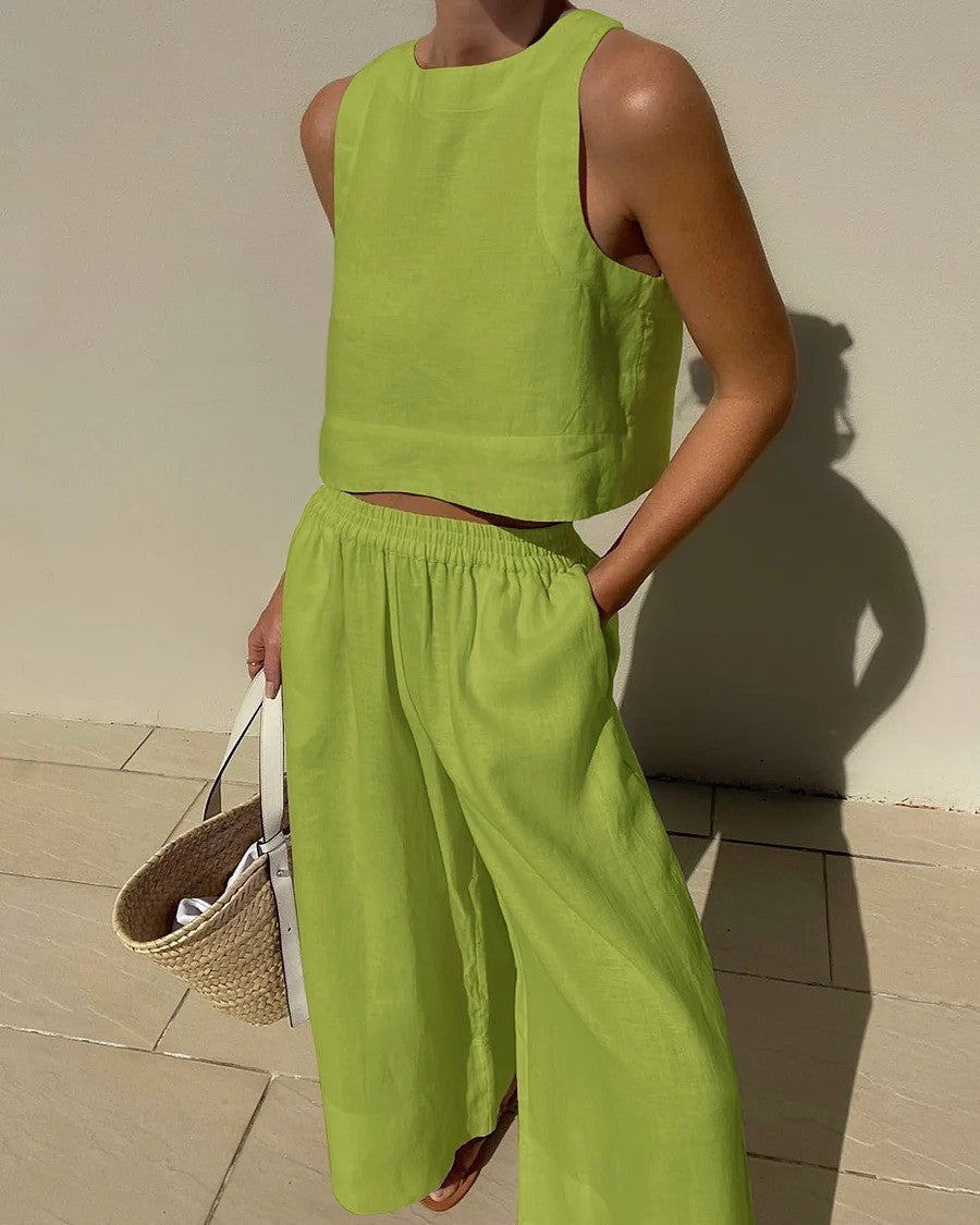 Natacha | Conjunto sin mangas de pantalón capri