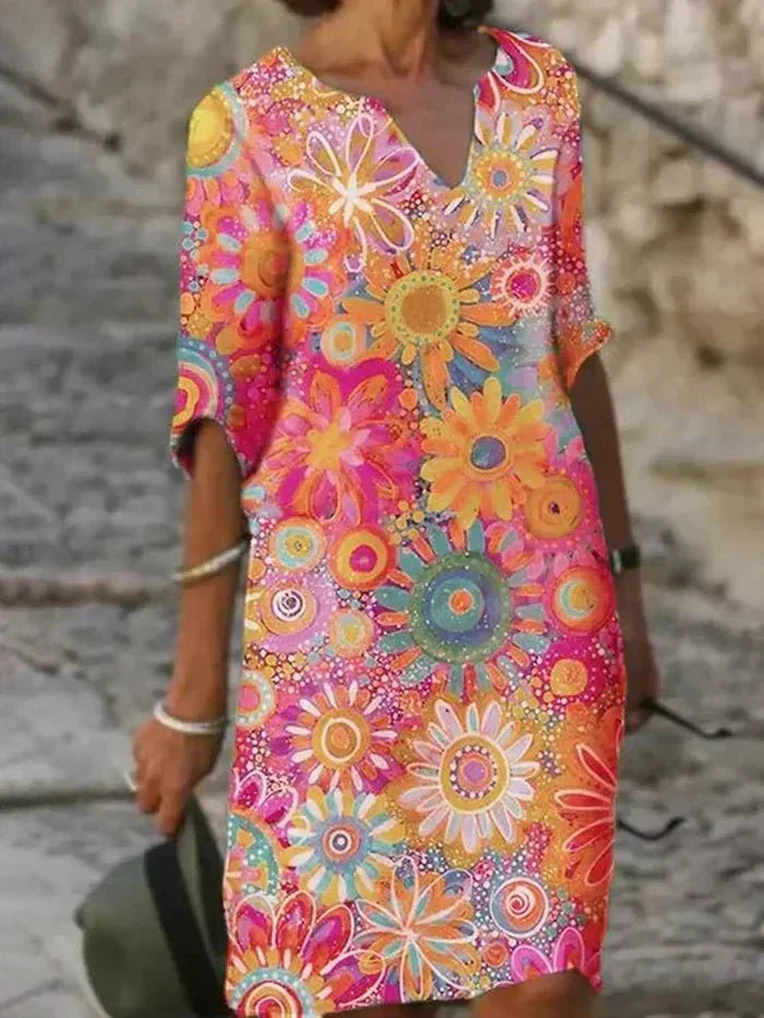 Lorenza | Vestido midi floral multicolor