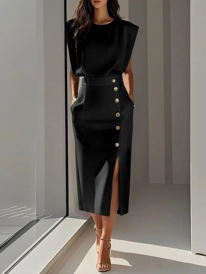 Liliana | Vestido midi con abertura lateral